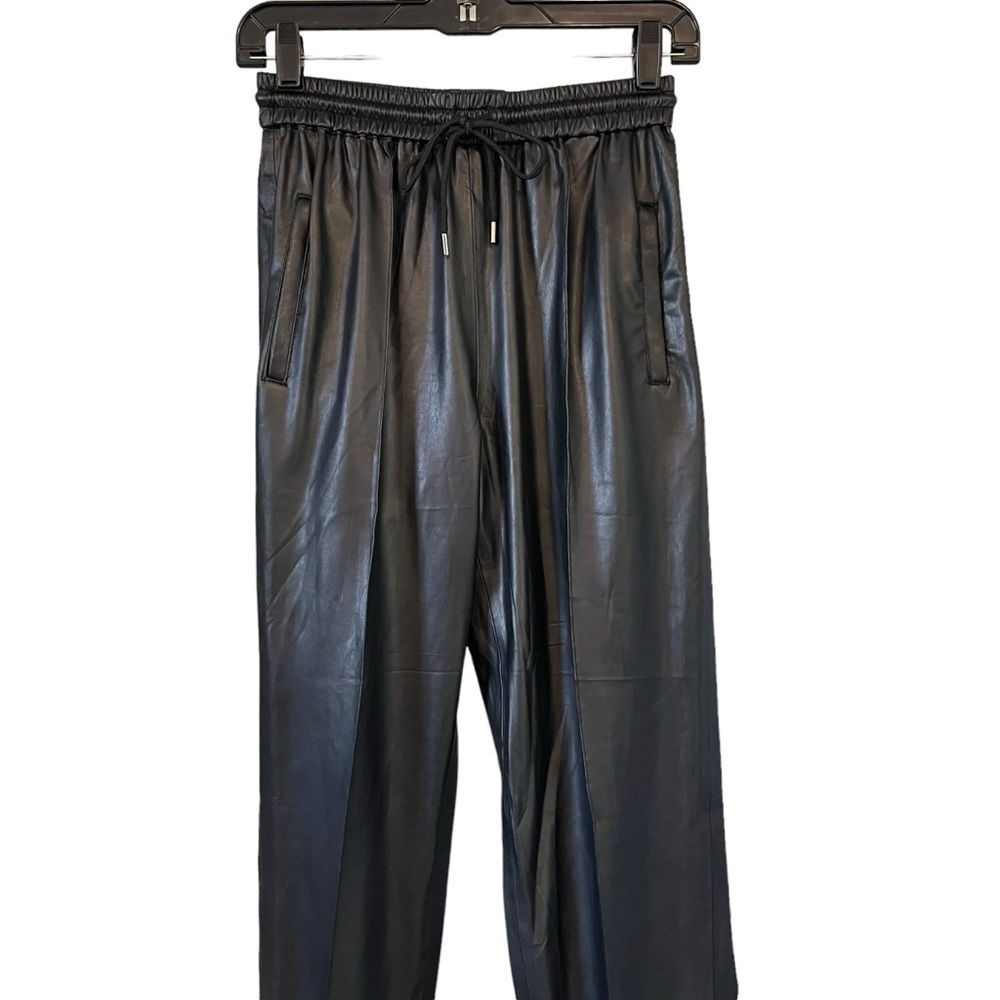 NWT, BLANK NYC Black Faux Leather Jogger Pants Drawstring, Sz 26 - Picture 6 of 15